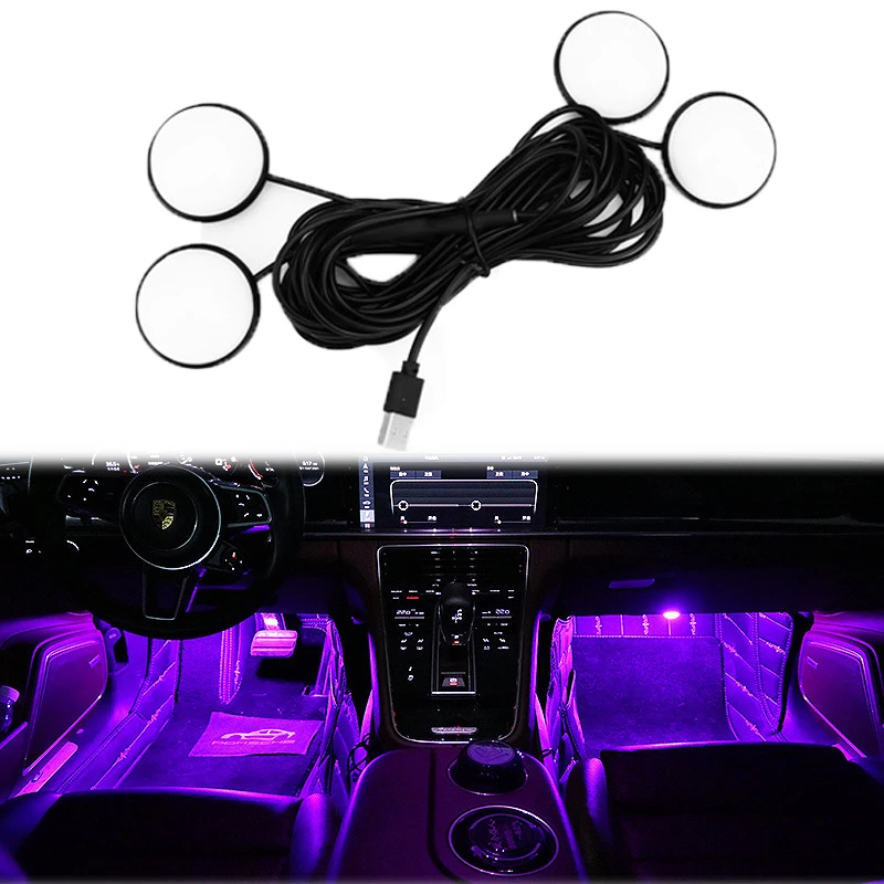 

LED Atmosphere Lights for Car Foot Ambient Decorative Lamp One with Four Night Lamp Star Bulb Car Light Interior Accessories