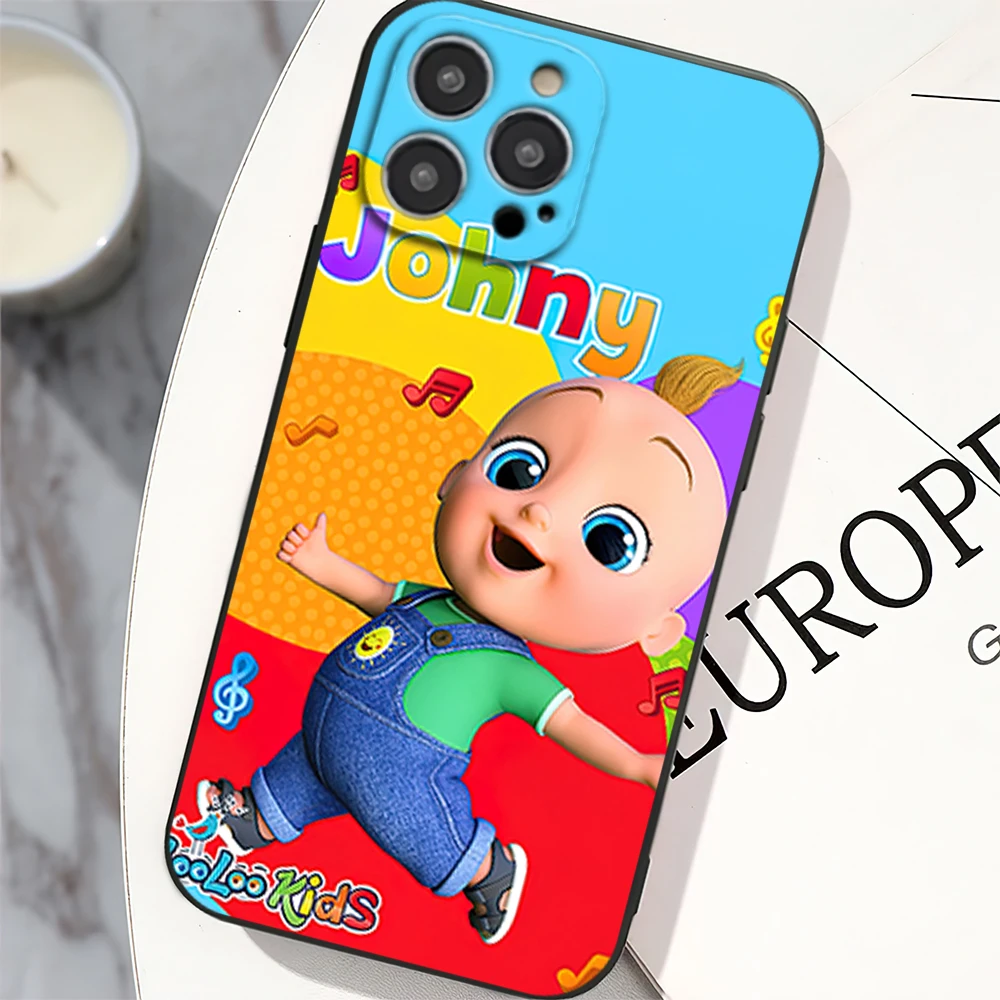Cartoon C-CoComelons Phone Case for iPhone 12 11 13 14 15 16 Max Pro Plus Black Soft Silicone Cover