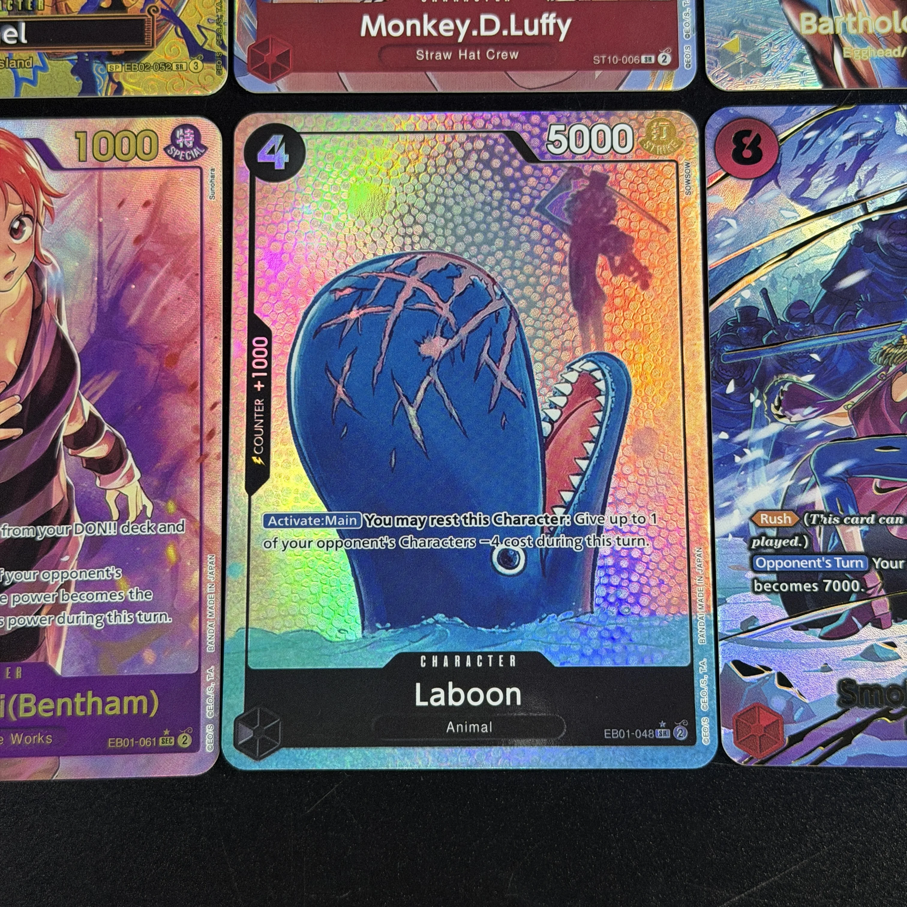 Фото One Piece TCG OPCG EB Extra Booster SP Alt Art Holo Rare Set Laboon Mr.2 Enel Smoker Kuma 4x Playset Chase Premium Proxy Cards №3
