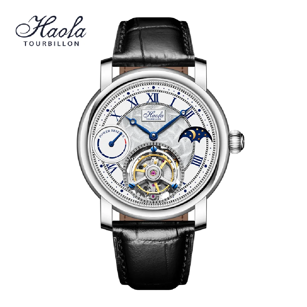 

Haofa Luxury Tourbillon Watch For Men Mechanical Sapphire Manual Tourbillon Moonphase Wristwatches Skeleton Watch Fashion 2022
