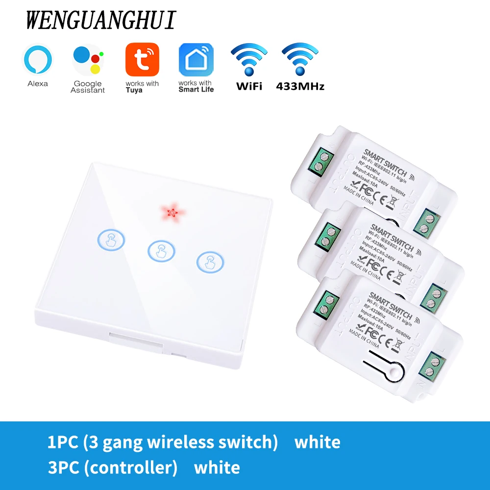 

Умный выключатель Tuya 1/2/3 клавиши стекло