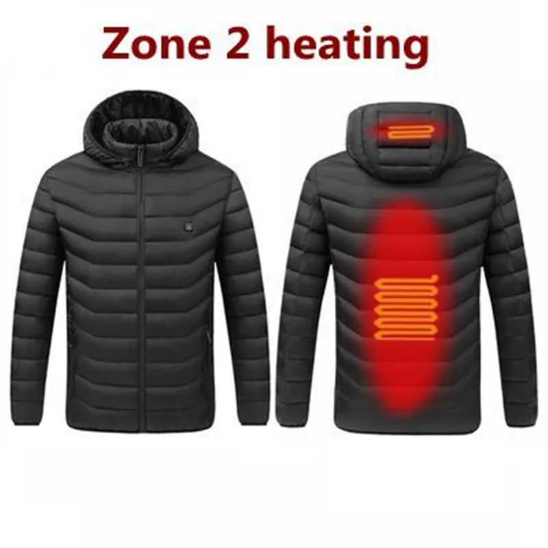 

LS 2 Zones Men Heated Jackets Outdoor Coat USB Electric Battery Long Sleeves Heating Hooded Jackets Warm Winter Thermal Clothing