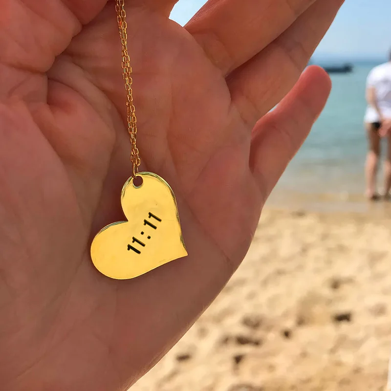 Сердце 11:11 ожерелье желаний для женщин цепочка из нержавеющей стали чокер сердце