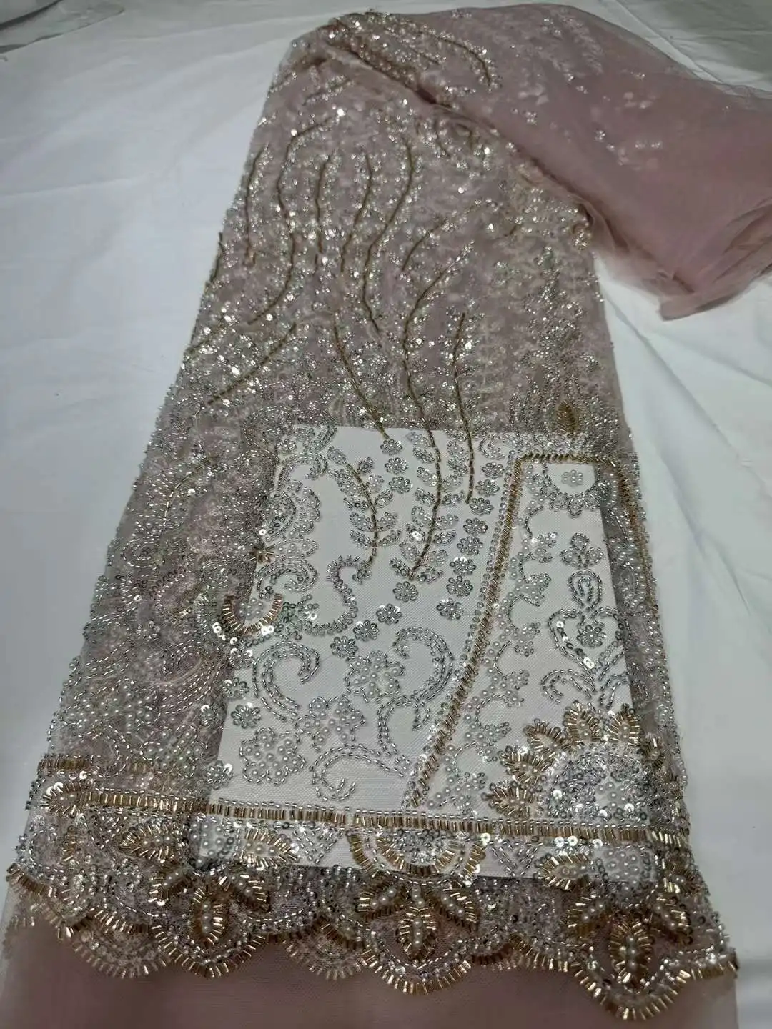 Африканская кружевная ткань 2024 блестки вышивка бисером жених Нигерия свадебная