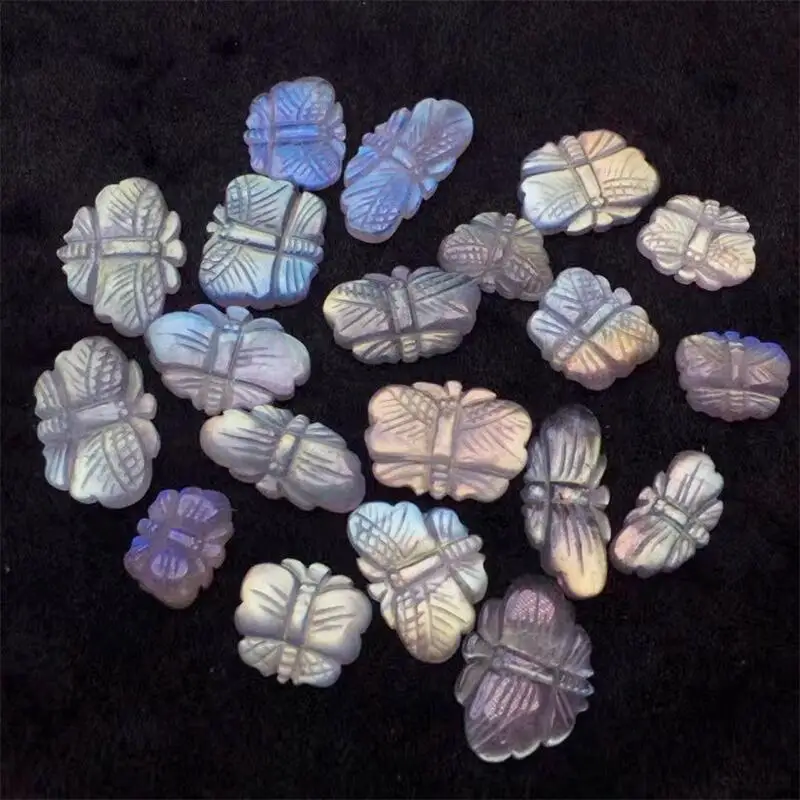 3 шт. натуральный серый лунный камень бабочка резьба хрустальные ремесла энергия