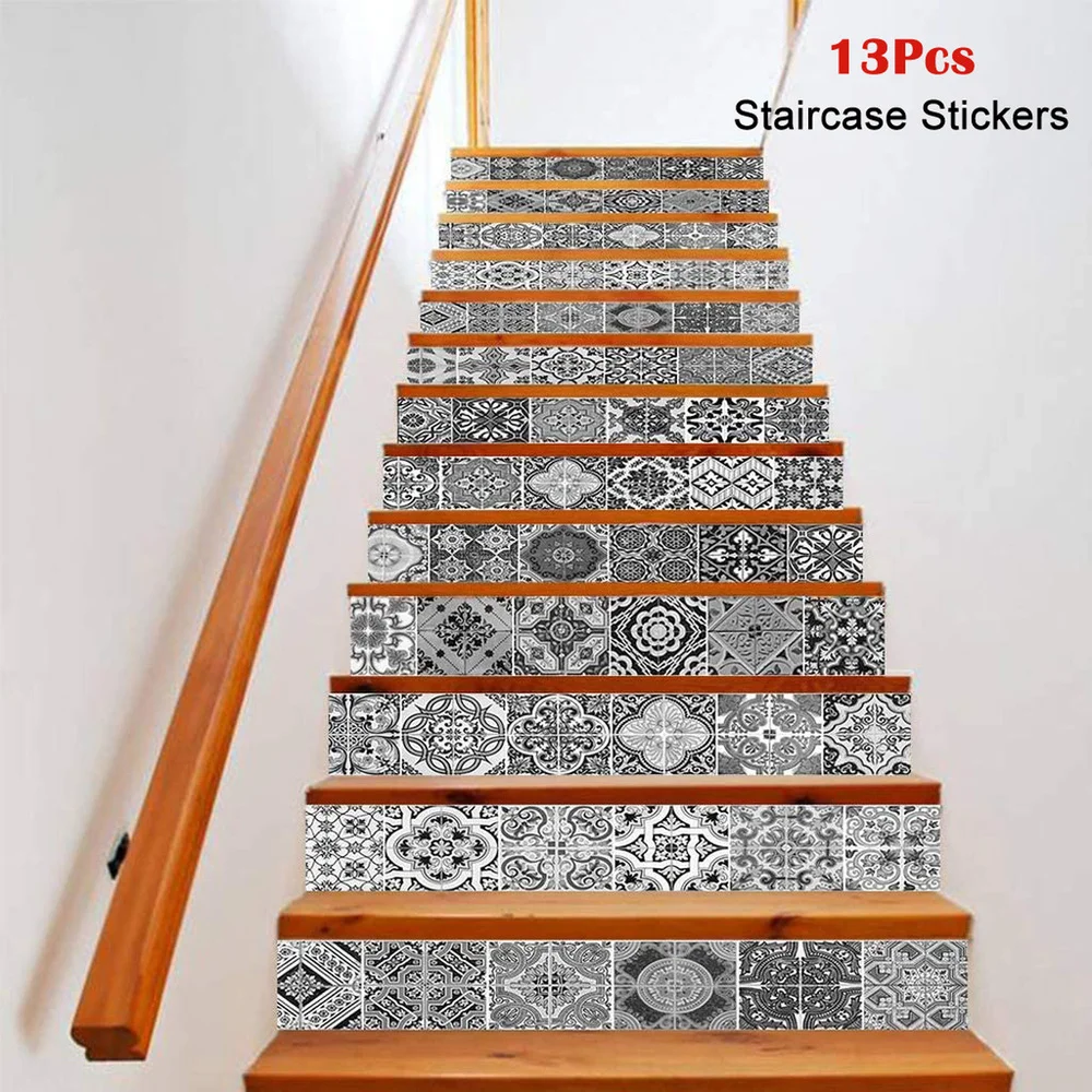 

13Pcs/Set DIY Stair Sticker Staircase Step Stickers Waterproof Removable Self Adhesive Stairway Decals Vintage Murals Home Decor
