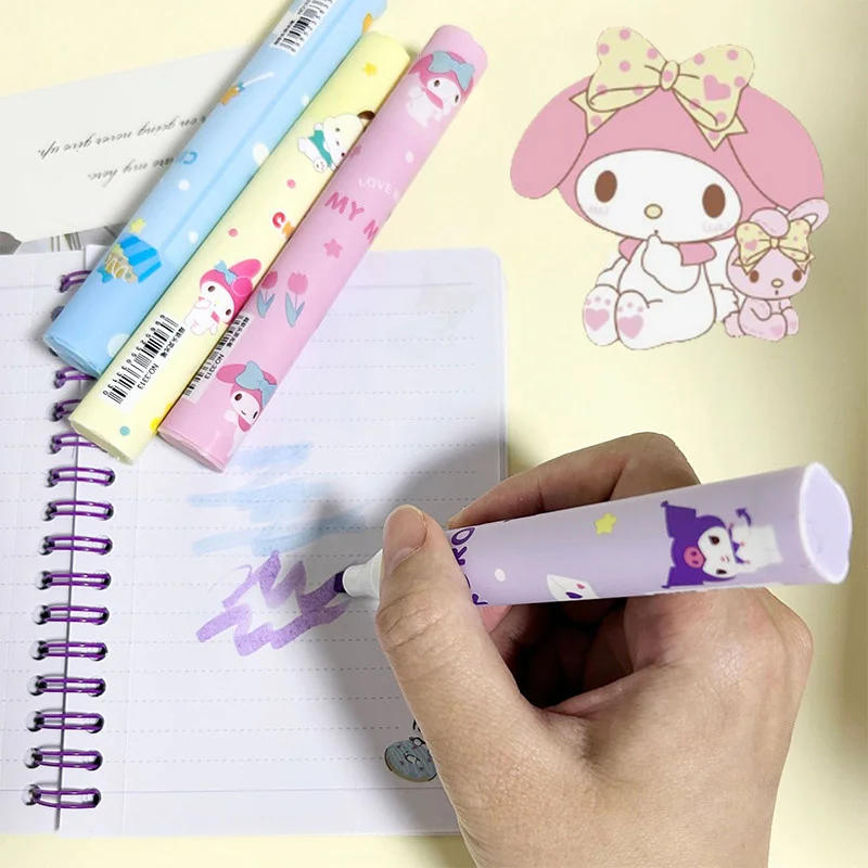 

6Pcs/set Sanrio Highlighter Cartoon Hello Kitty Kuromi Mymelody Cinnamorol Pochacco Styles Markingpen Kawaii Birthday Gift