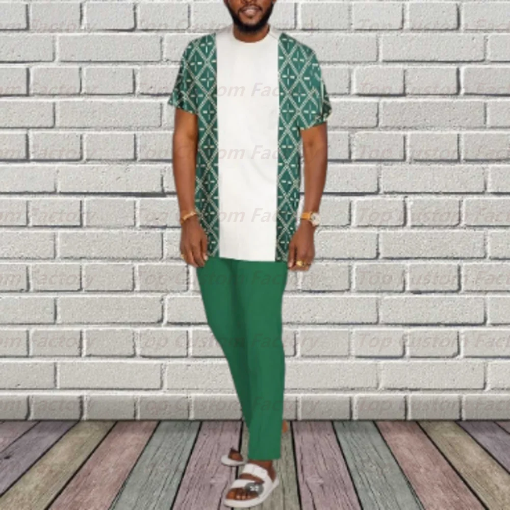 Man Summer Luxury Retro Short Sleeve T-Shirt Casual Trousers 2-Piece Street Fashion Tracksuit Jogging Suit Pant Set