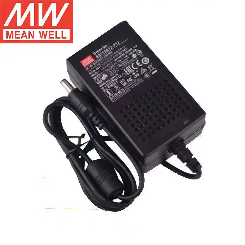 GST18A12-P1J 12 В 1 5 А 18 Вт meanwell AC-DC надежный зеленый промышленный адаптер Совершенно