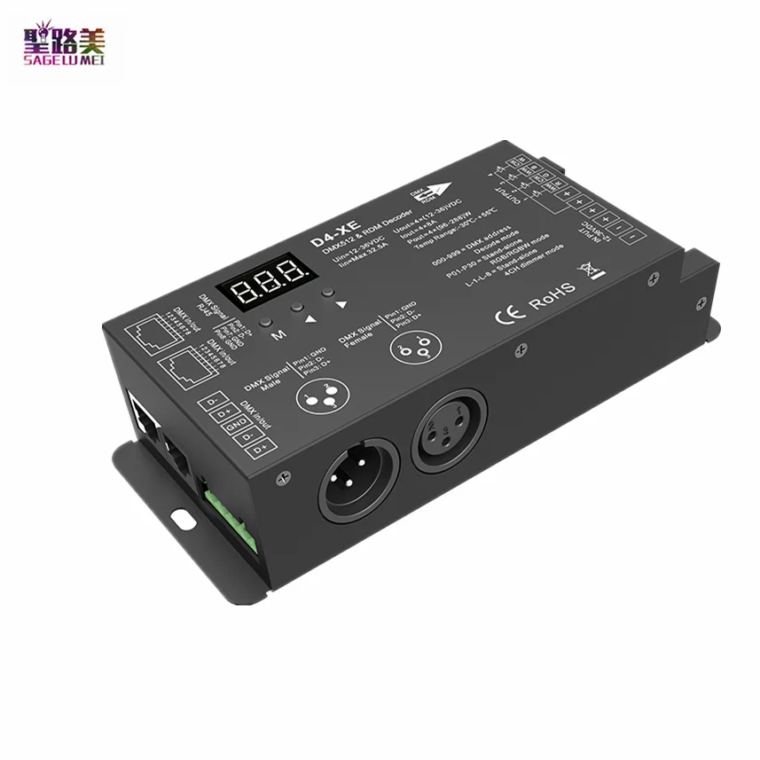 4CH D4-XE контроллер DMX декодера PWM мерцание свободное плавное затемнение 12 В-36 В цифровой дисплей 2000 Гц 500 Гц для RGB светодиодный ных ламп 8A/CH