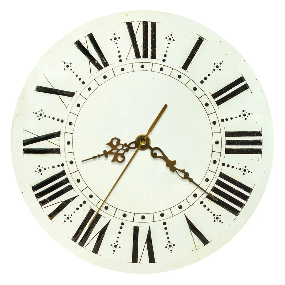 Retro Rustic Print Round Wall Clock With Roman Numerals Vint