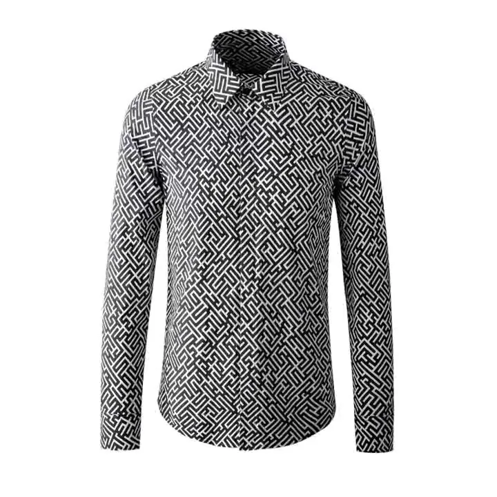 

New 2022 Men Luxurious Classic geometry Fashion Cotton Casual Shirts Shirt high quality Pocket Short sleeves S 2XL #A689