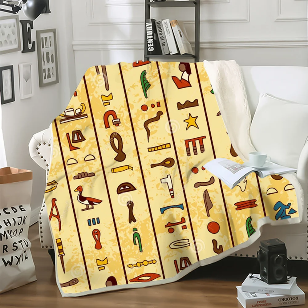 

CLOOCL Newest Ancient Egypt Anubis Blanket Print Hieroglyphs Throw Blankets Beautiful Quilt Hiking Picnic Blanket Drop Shipping