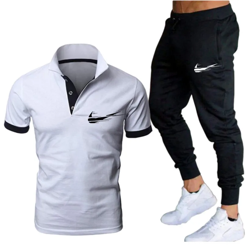 

Autumn Winter Men's Long Sleeve Polo Shirt Set Fashion Pure Color Men Long Sleeve+ Pants Man Trend Street Suit