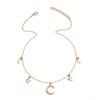 fashion simple star moon pendant clavicle chain necklace gold silver color choker necklace for women pendant jewelry gift