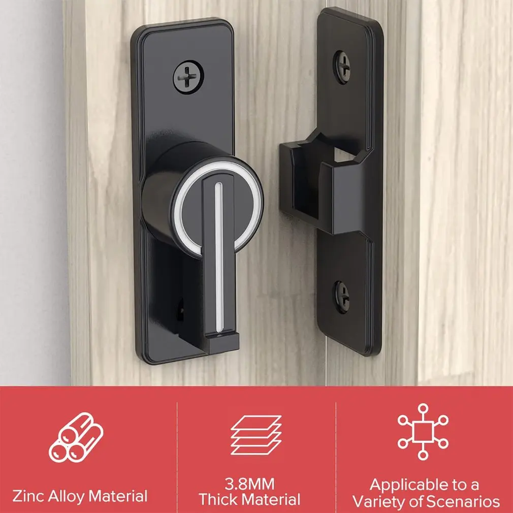 

Zinc Alloy 90 Degree Door Bolt Punch-free Barn Door Lock Sliding Door Hasps Lock Bathroom Door Buckle Home Hardware Accessories