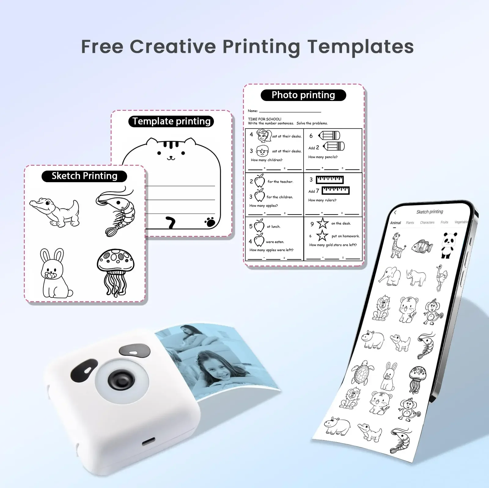 57mm Self-Adhesive Thermal Sticker Instant Print Kids Camera Printing Paper For peripage Christmas Birthday Gift Creativity