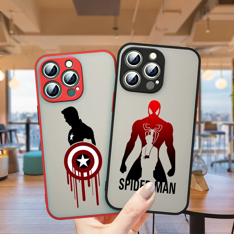 

Marvel Avengers hero man For Apple iPhone 13 12 11 Pro Max Mini XS Max X XR 6 7 8 Plus SE Frosted Translucent Phone Case