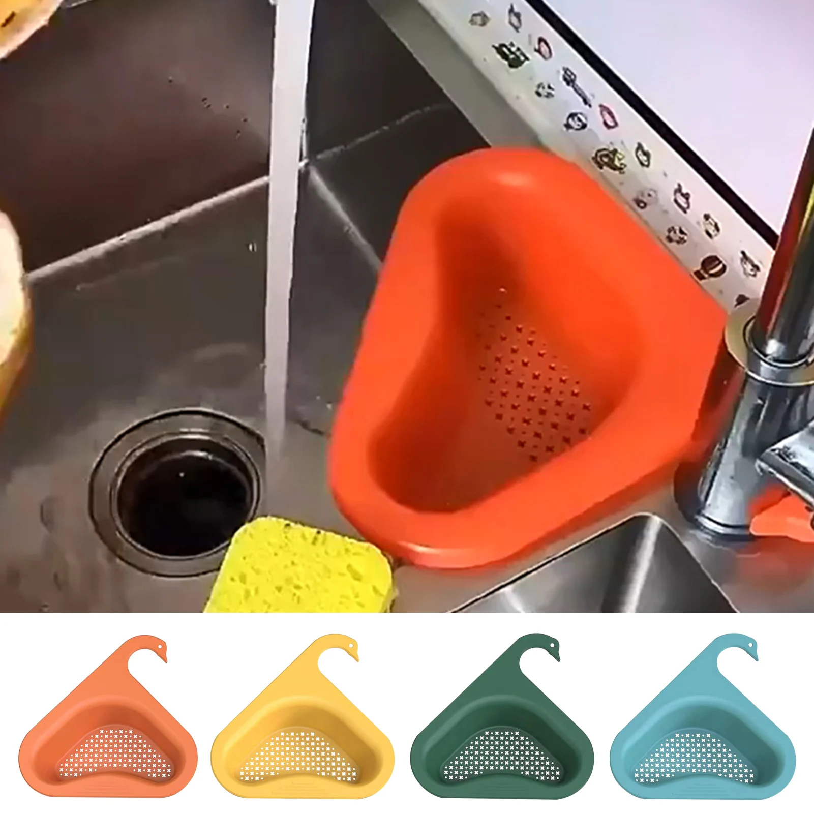 

Sink Filter Basket Triangular Kitchen Sink Filter Punch-free Multi-function Kitchen Sink Basket Fruit And Vegetable Drain Basket