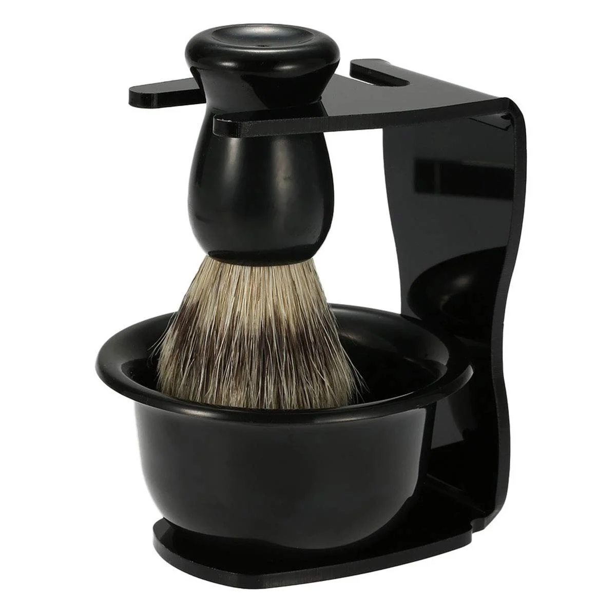 

Bristle Shaving Brush Acrylic Stand and Sleek Soap Bowl Set for Facial Cleaning