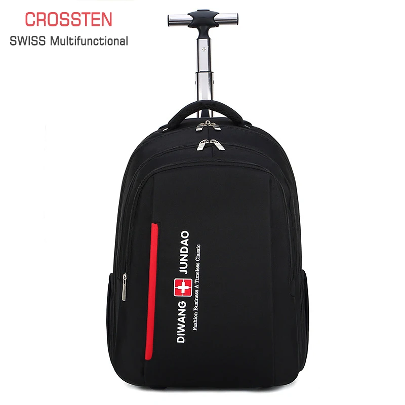 

Рюкзак на колесиках 2 в 1, деловая дорожная сумка, вместительный водонепроницаемый чемодан, рюкзак для ноутбука, швейцарский Многофункциона...