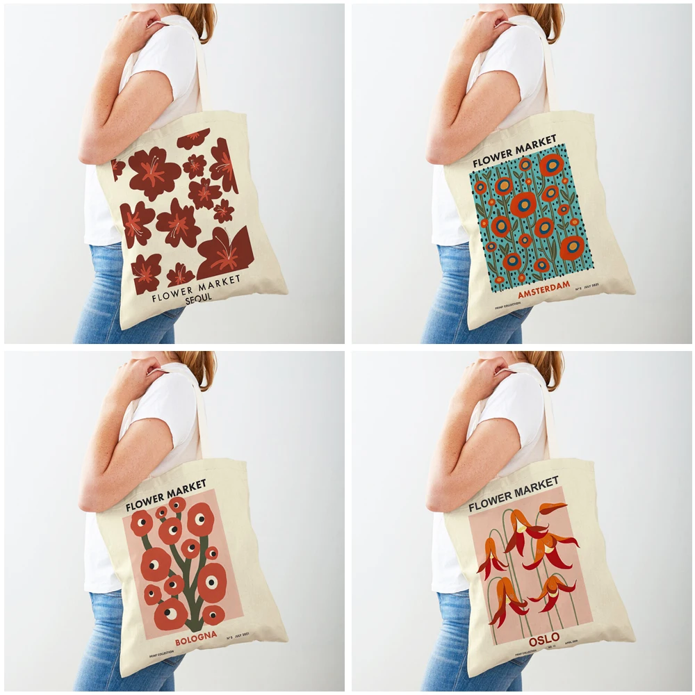 Винтажные стильные сумки для покупок Детская сумка-тоут с абстрактными цветами