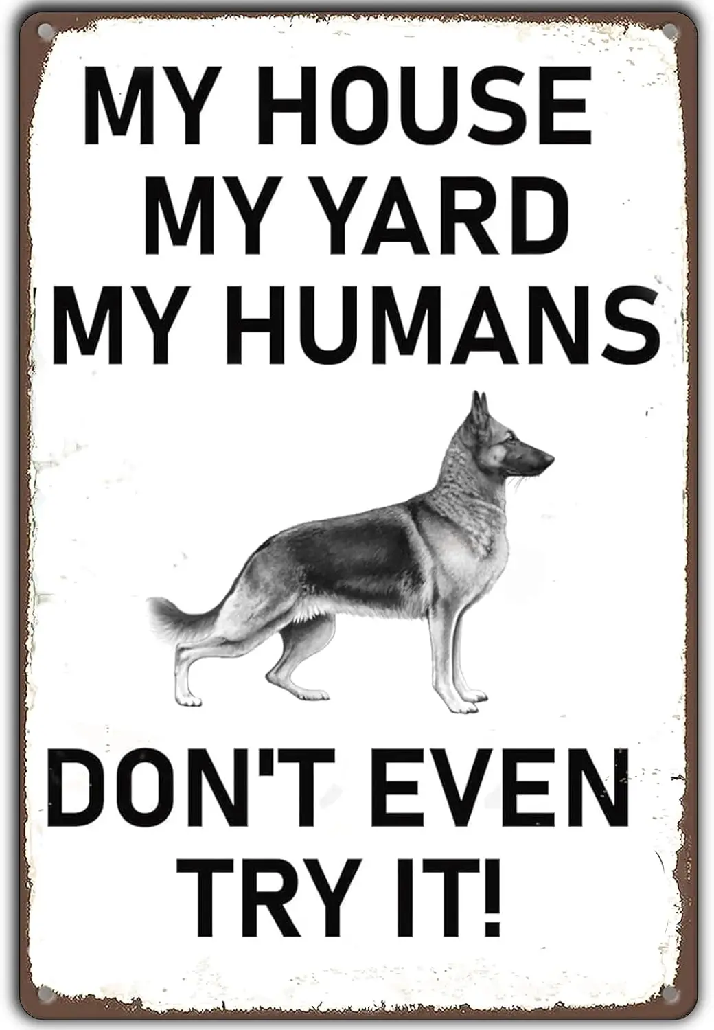 Винтажный металлический знак немецкий Sheped My House Yard Humans Do Not Even Try It жестяная