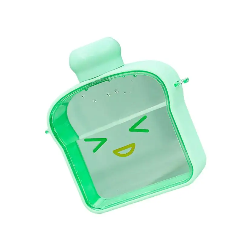 

Large Capacity Flat Water Bottle Portable Travel Water Cup Cute Flat Water Bottle Half-Transparent Adjustable Strap Design