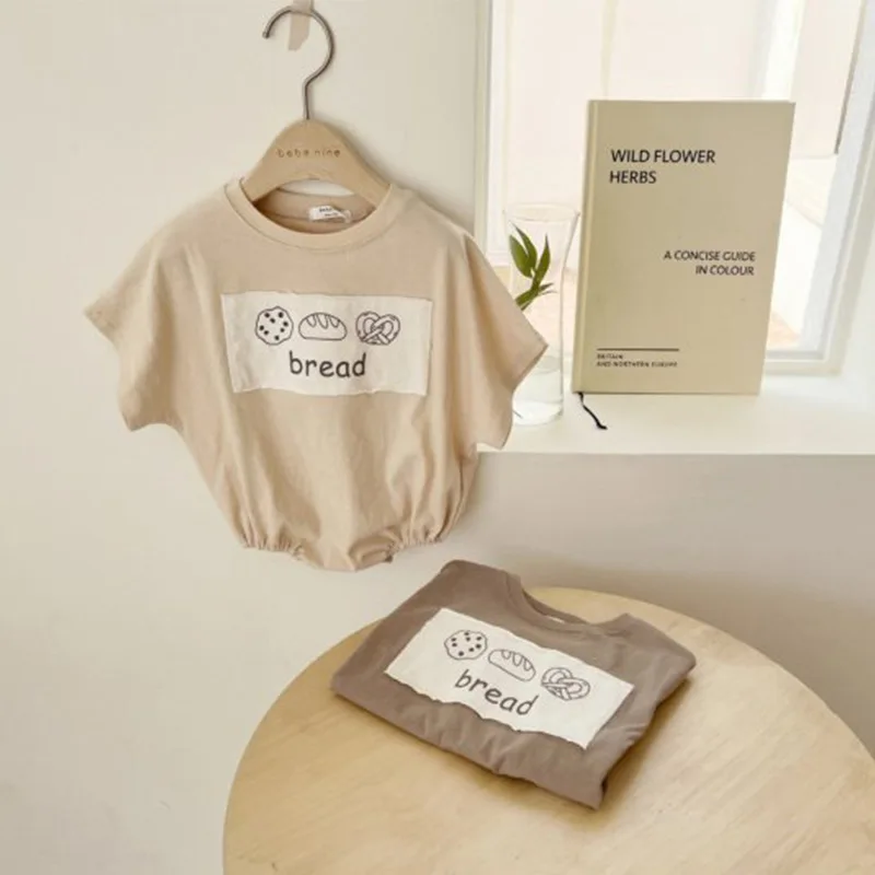 2022 Summer New Baby Short Sleeve Bodysuit Cute Patch Infant Clothes Newborn Toddler Boy Girl Cotton Jumpsuit