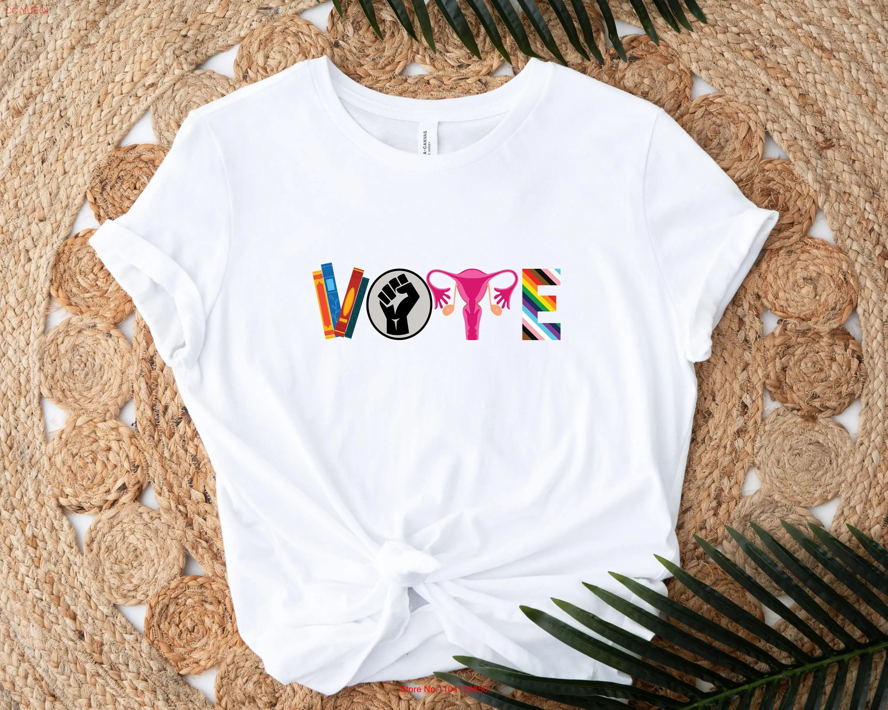 Vote T Shirt Banned Books Reproductive Rights BLM Political Activism Pro Roe V Wade Election LGBTQ long or short sleeves