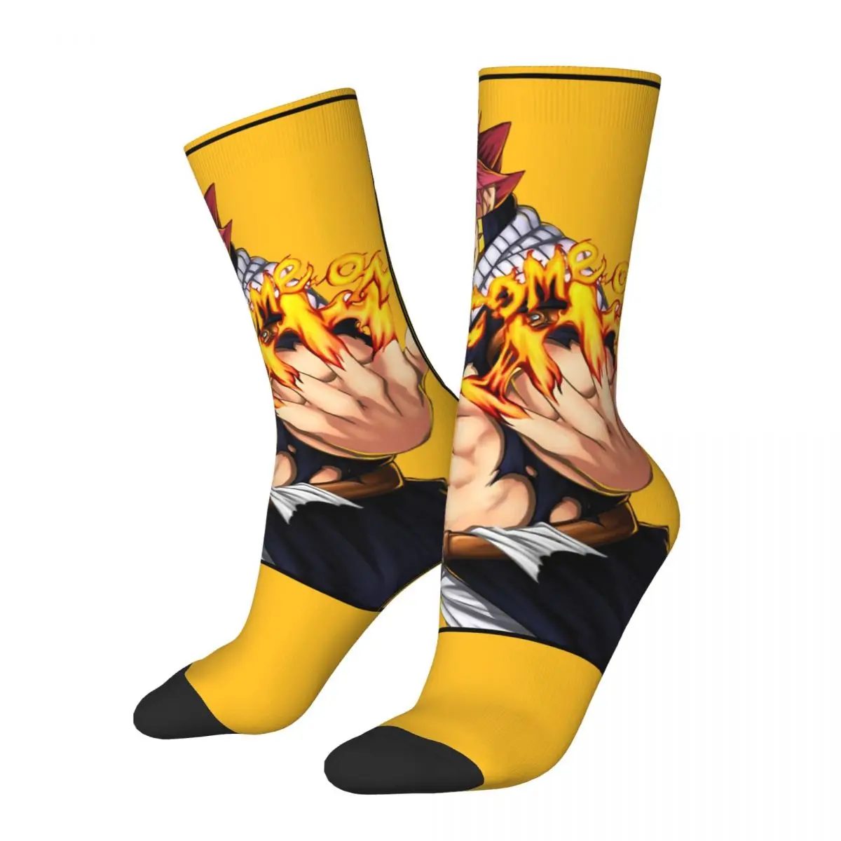 

Винтажные мужские Компрессионные носки Natsu Come On Crazy в стиле хип-хоп, бесшовные короткие носки в уличном стиле с принтом в стиле унисекс