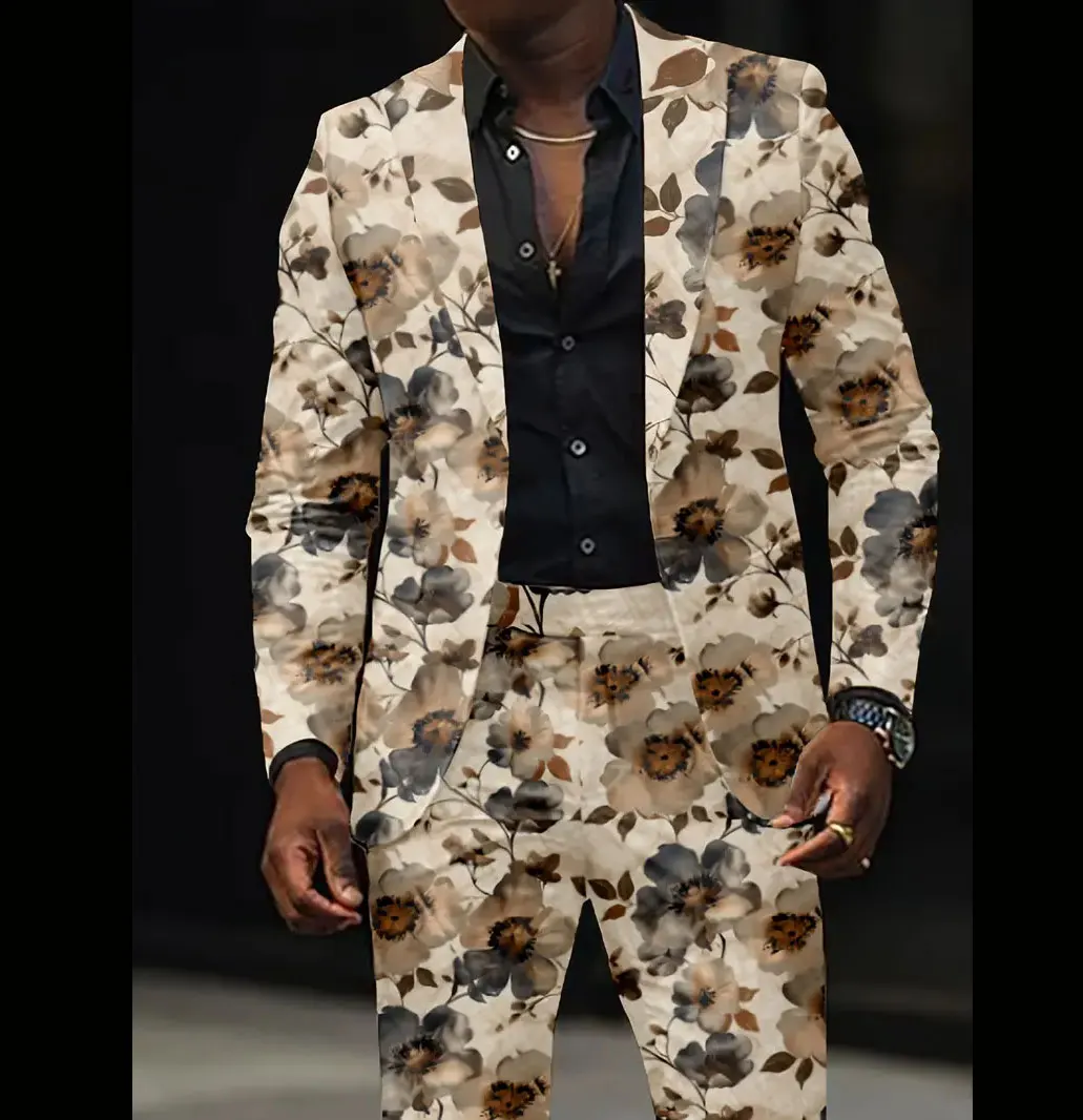 Мужская мода британский роскошный деловой и досуг пиджак с цветочным принтом