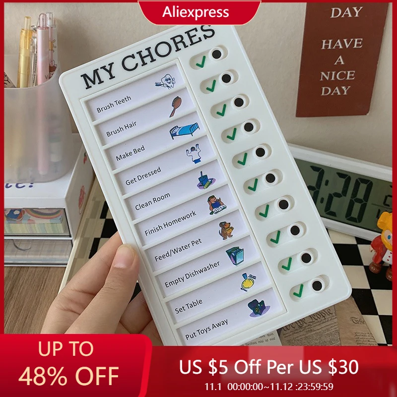 

Daily Task Planning Board Reusable Memo Checklist DIY Children's Good Habits Management Schedule Detachable Memo Checklist Board