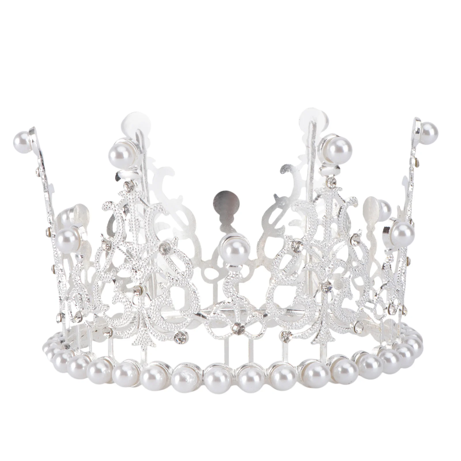 

Cake Tiaramini Topper Decor Rhinestone Pearl Decorations Birthday Small Wedding Princessdecoration Women Vintage Miniature