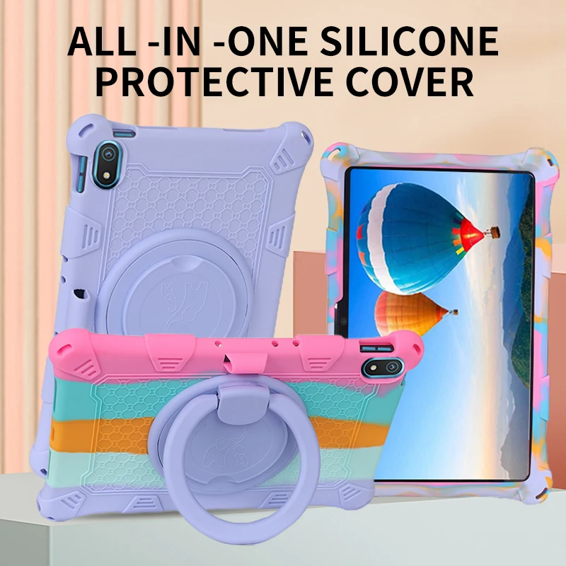 

For OPPO Realme Pad 10.4 inch 2021 RMP2102 RMP2103 Case Kids Soft Tablet 360 Rotating Ring Stand Cover 10.4'' Silicone Funda