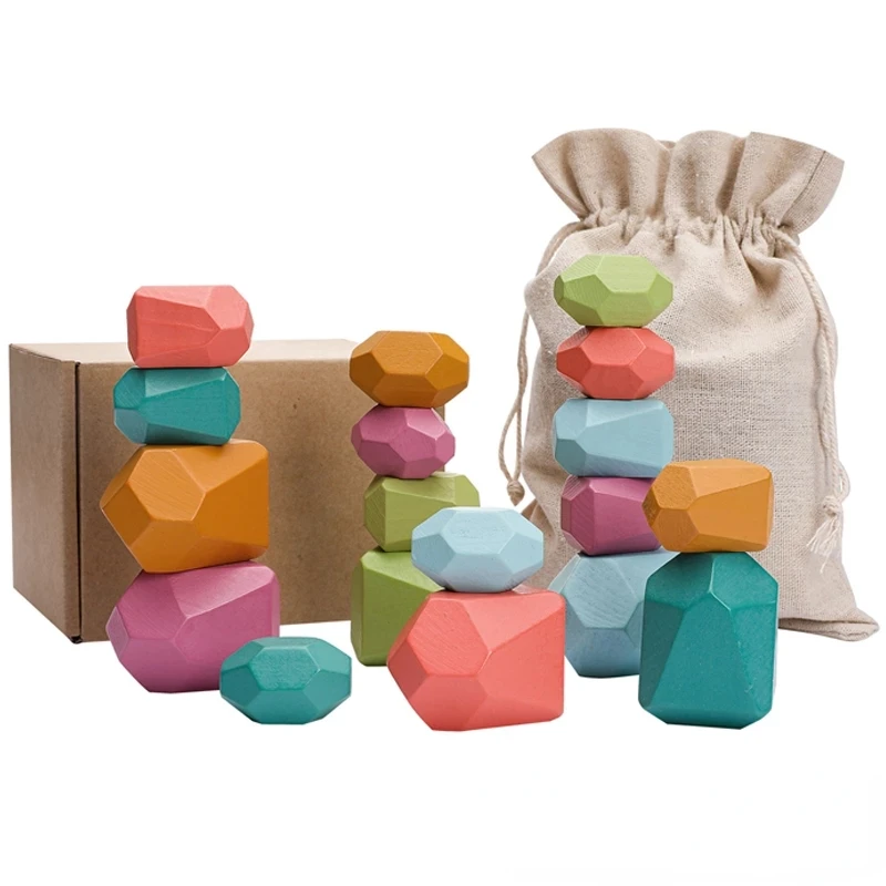 

Wood Rainbow Die Die Le Block Colorful Wooden Building Block Rainbow Stacker Balancing Stone Montessori Educational Toy Children