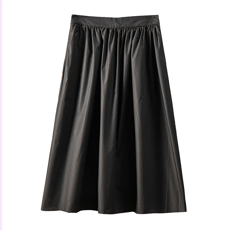 

Shuchan New Faldas Mujer Moda Cotton Polyester Vintage A-LINE Mid-Calf Empire Long Skirts for Women Faldas Largas