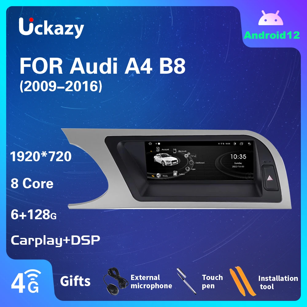 

8.8‘’ Android12 Radio System Car Display Screen For Audi A5 09-16 WIFI 4G SIM BT GPS Navi Stereo Multimedia wireless Carplay