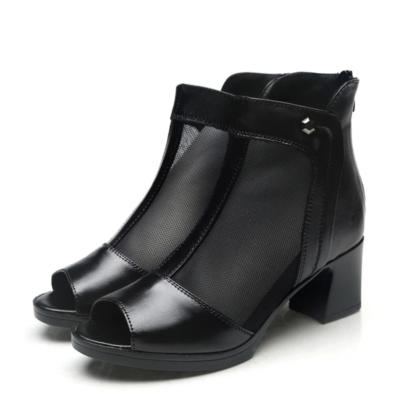 

2022 Summer Shoes Women High Heels Sandals Fashion Ladies Genuine Leather Party Shoes Peep toe Women Sandals Heel 6cm YX4401