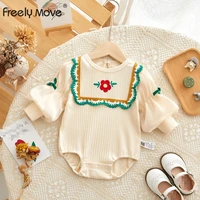 freely move 2022 autumn baby girls romper cotton long sleeve floral retro baby rompers fashion cute pack fart newborn clothes