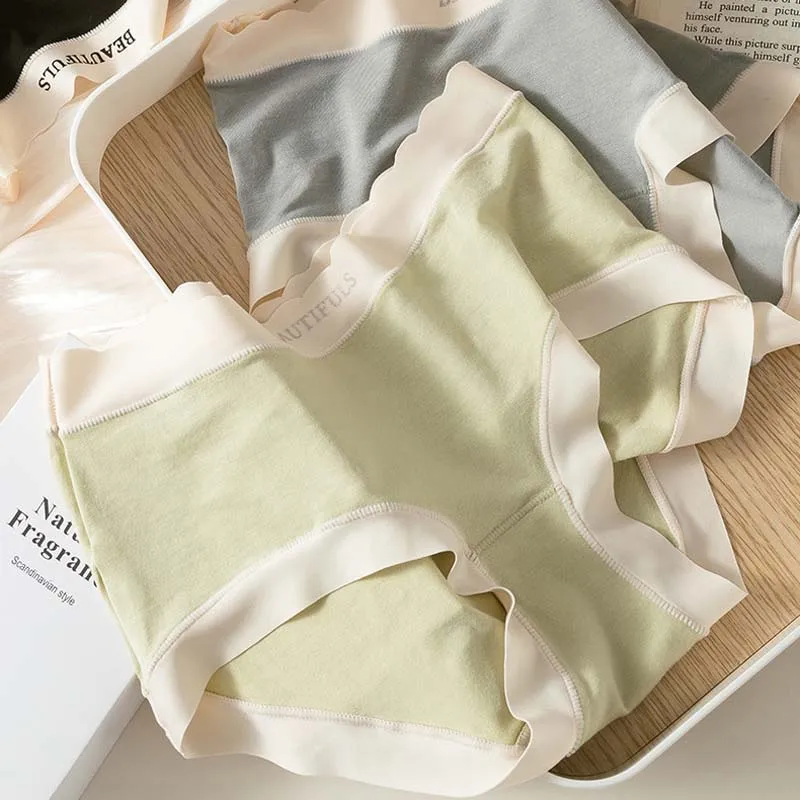 

Roseheart Women Fashion Green Nylon Mid Waist Panties Underwear Lingerie Seamless Briefs One-Piece Underpants M L XL Plus Size