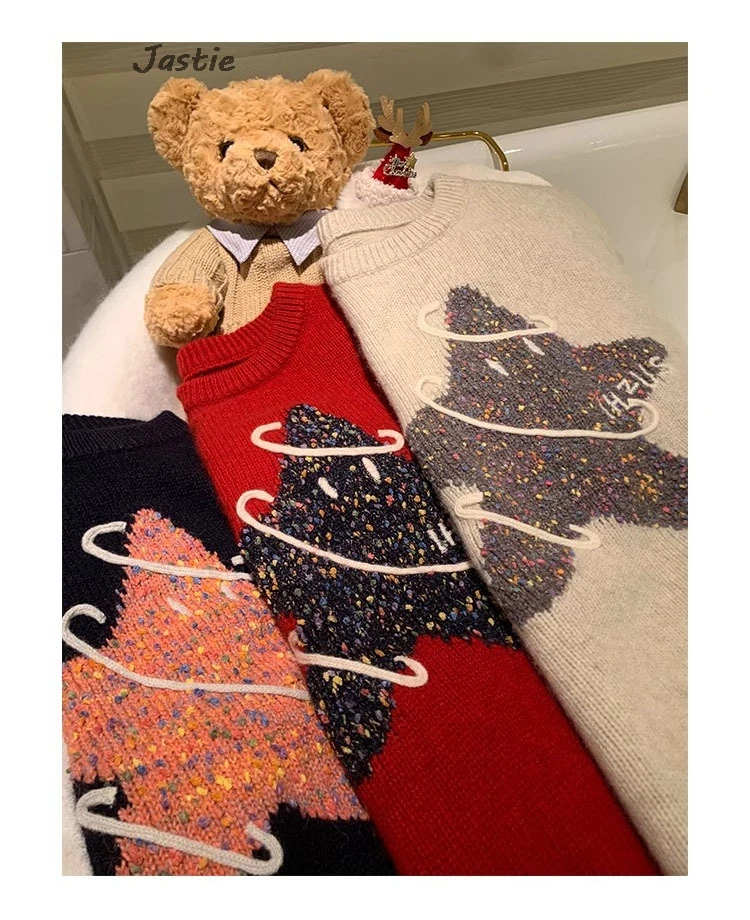 Креативный жаккардовый милый рождественский свитер со звездами новинка 2025 года