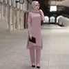 Islamic Clothing Pant Set for Women Abaya Dress Muslim Fashion Hollow Out Solid Long Sleeve Arab Dubai Eid Mubarak Ladies Kaftan 1
