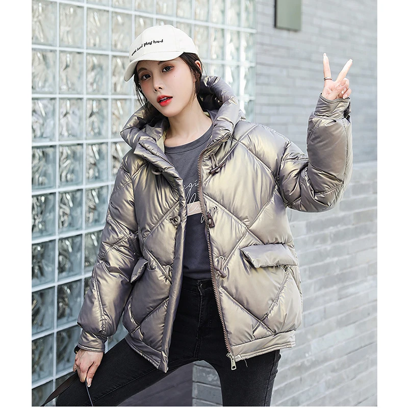 Casual Cotton Padded Coat Women Solid Thicken Warm Hooded Jacket Women 2022 Winter Korean Fashion Elegant Loose Outwear Female