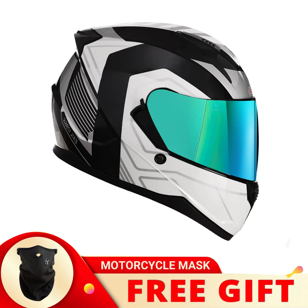 

Original BlackLion Vintage Full Face Motorcycle Helmet Retro Motocross Racing Casque Dual Lens Off Road Capacete Moto DOT ECE