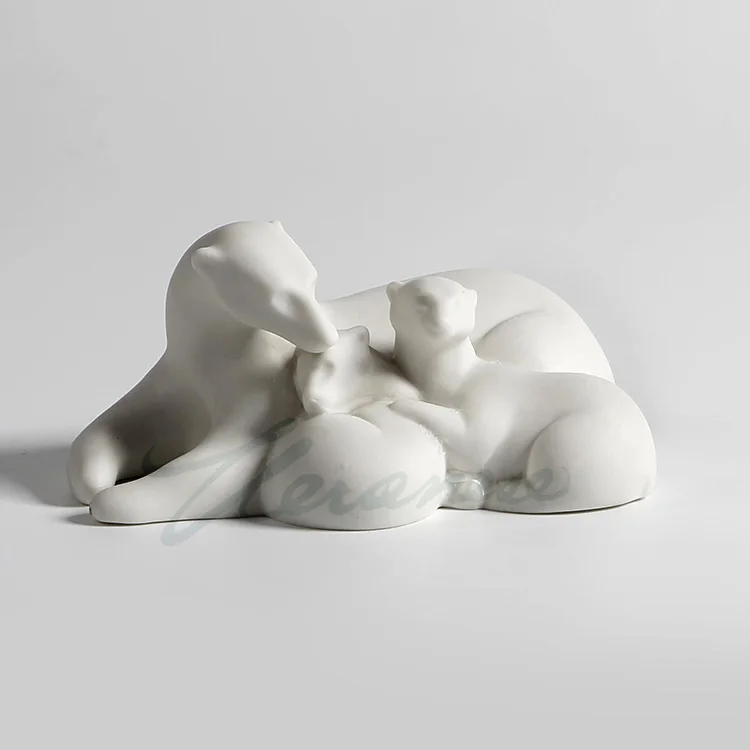 

Креативная керамическая матовая абстрактная фигурка белого медведя, милые животные, аксессуары для украшения дома