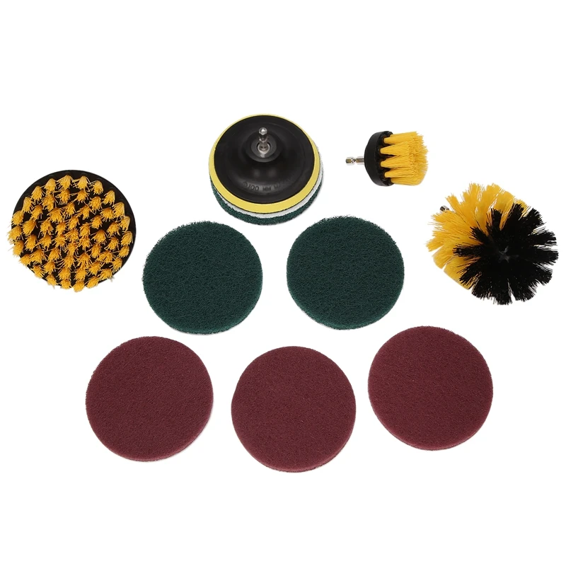 

3 Pcs Drill Brush Attachment 7 Pcs Scouring Pads Scrubber Brush Cleaning Kit-All Purpose Cleaner For Bathroom Surfaces