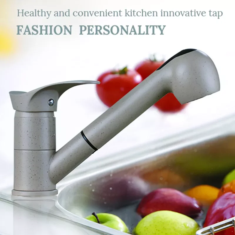 

Beige Color Kitchen Faucets Water-Saving Kitchen Sink Faucet 360 Degree Swivel Pull Out Basin Crane Hot&Cold Mixer Brass Tap