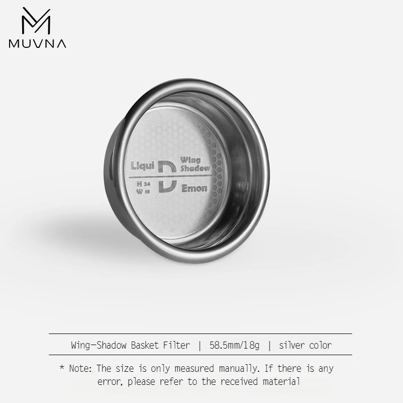 

Корзина для портафильтра NUVNA, 58 мм, кофейный фильтр с крылышками-тени — подходит для кофе 18 грамм для эспрессо-машин 58 мм — нержавеющая сталь 304