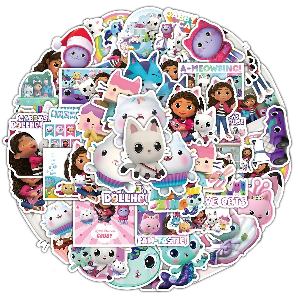 

Cartoon Anime Gabby's Dollhouse Stickers for Car Suitcase Skateboard Guitar Laptop Phone Decor Graffiti Waterproof Sticker Toys